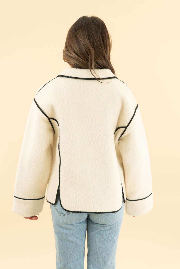 modern citizen madison white contrast trim coat nwt (xs)