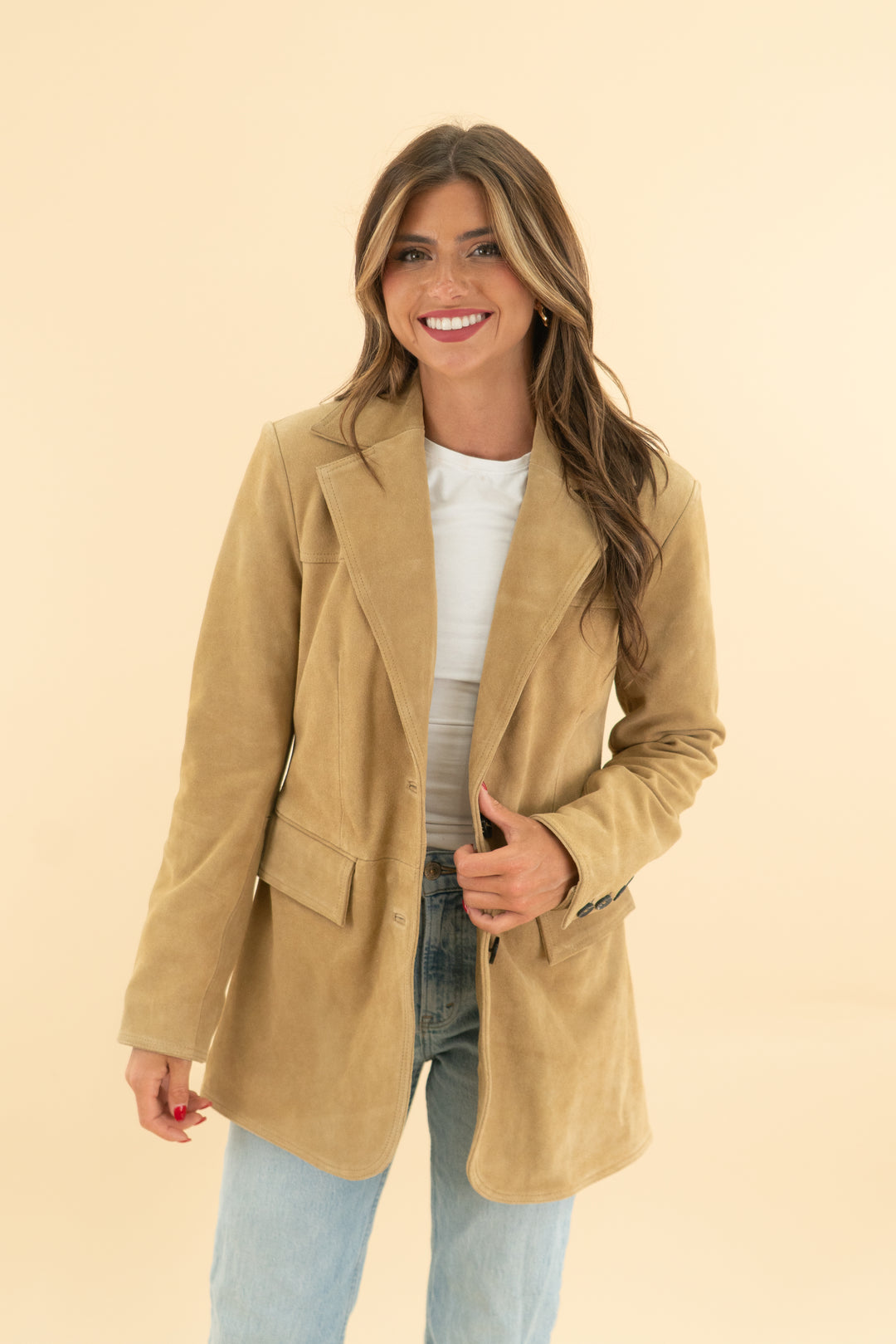 avec les filles tan suede leather jacket nwt (xs)
