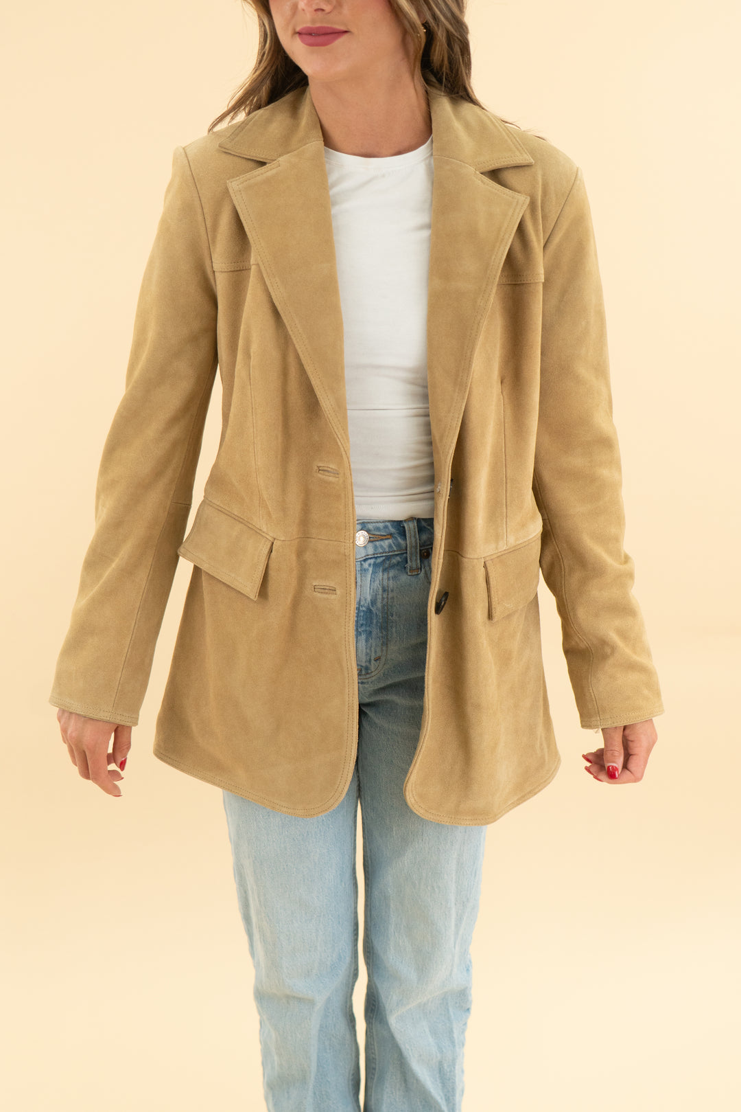 avec les filles tan suede leather jacket nwt (xs)