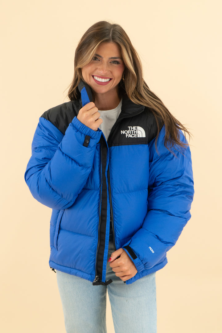 the north face blue puffer jacket nwt (xs; retal $330)