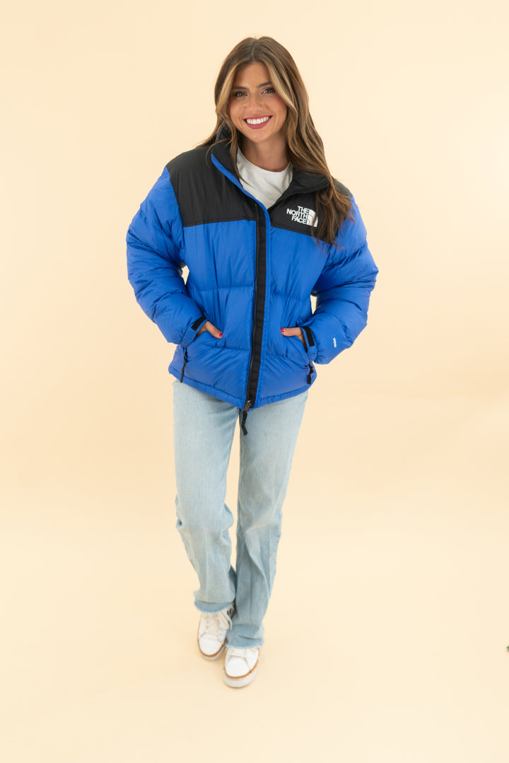 the north face blue puffer jacket nwt (xs; retal $330)