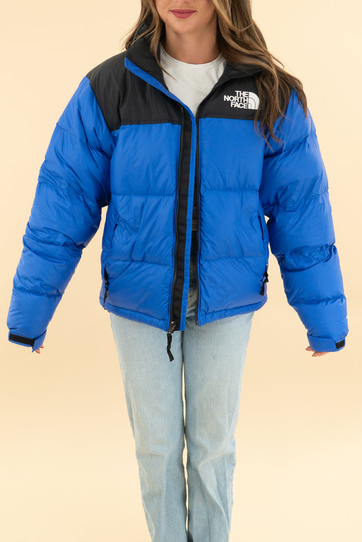 the north face blue puffer jacket nwt (xs; retal $330)