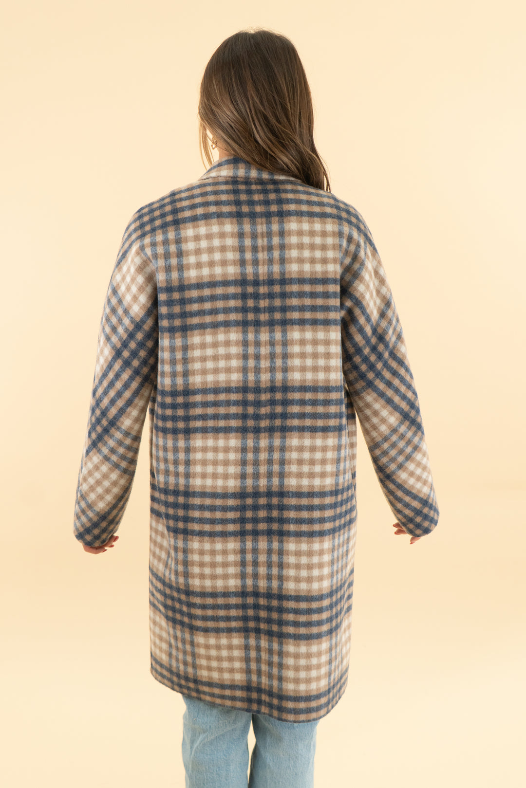 rails blue/tan checkered wool coat (xs)
