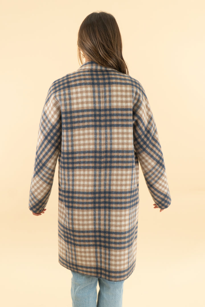rails blue/tan checkered wool coat (xs)