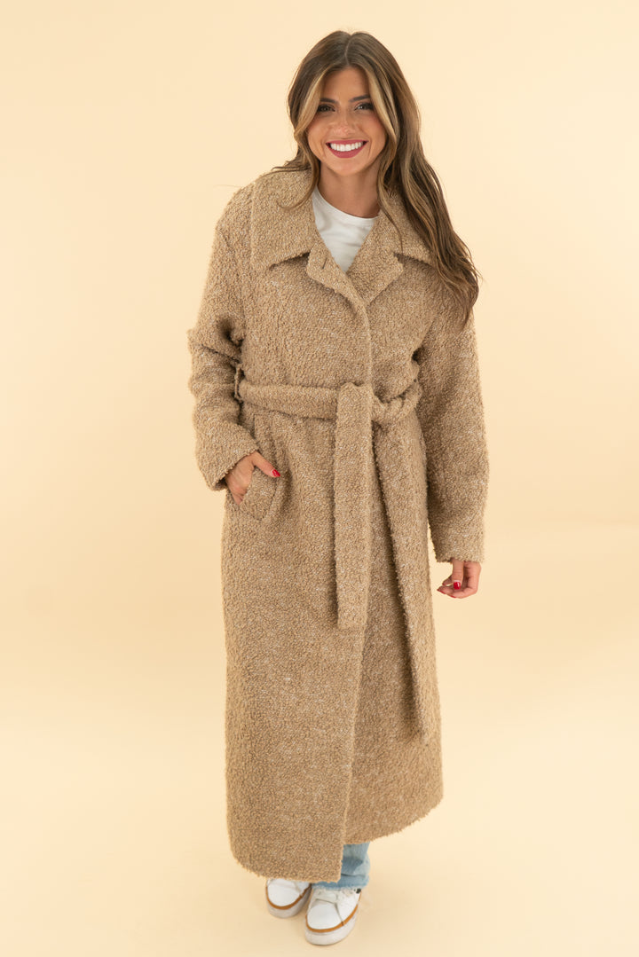 cos brown boucle coat (xs)
