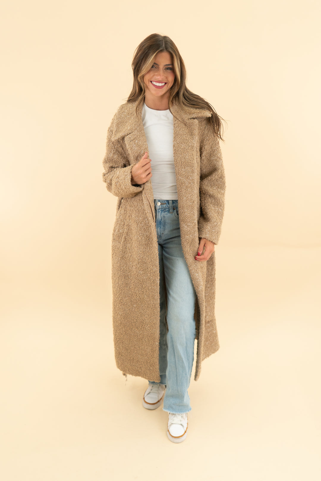 cos brown boucle coat (xs)