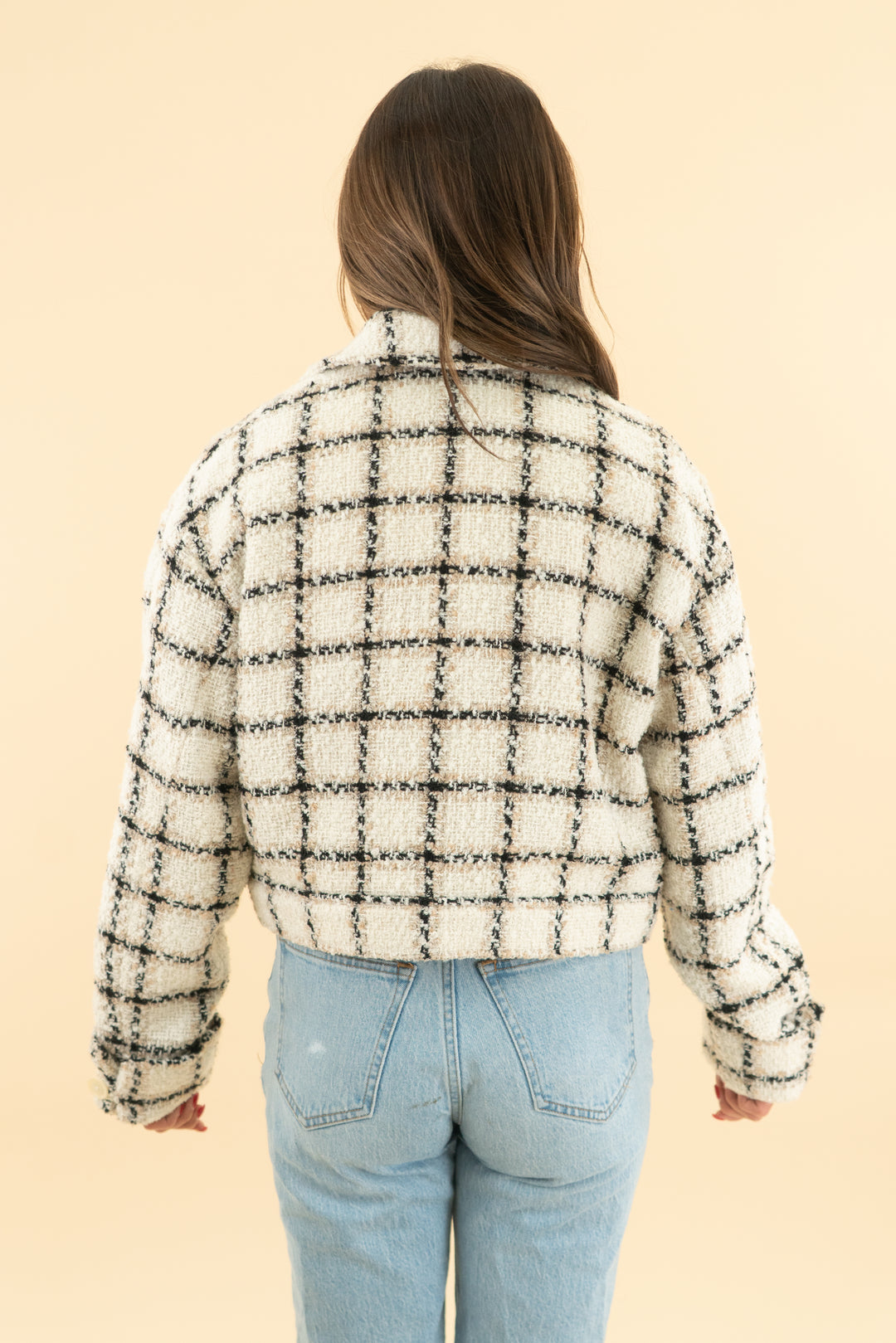 anine bing tweed cream jacket (xs)