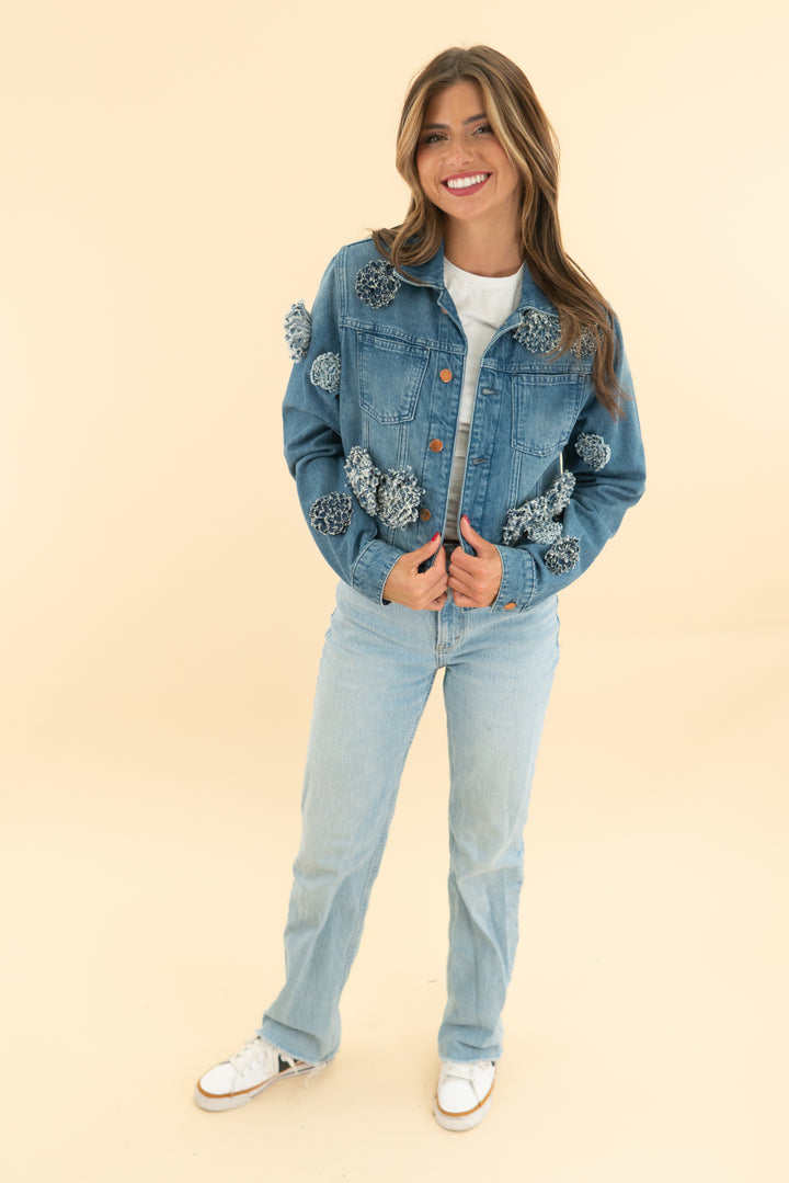 triarchy floral denim jacket (s)