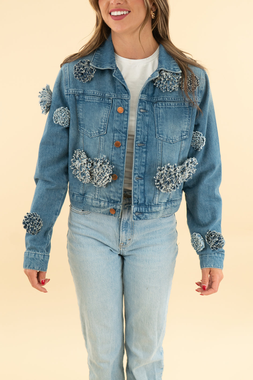 triarchy floral denim jacket (s)