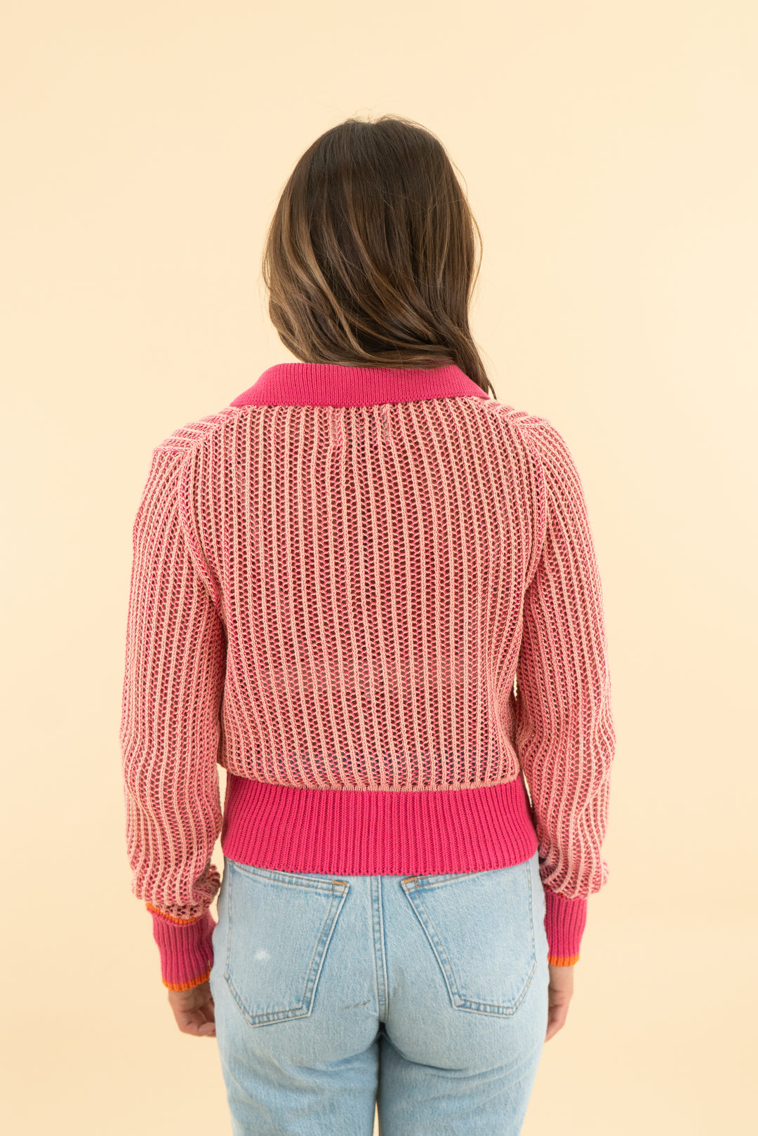 scotch & soda pink crochet top (xs)