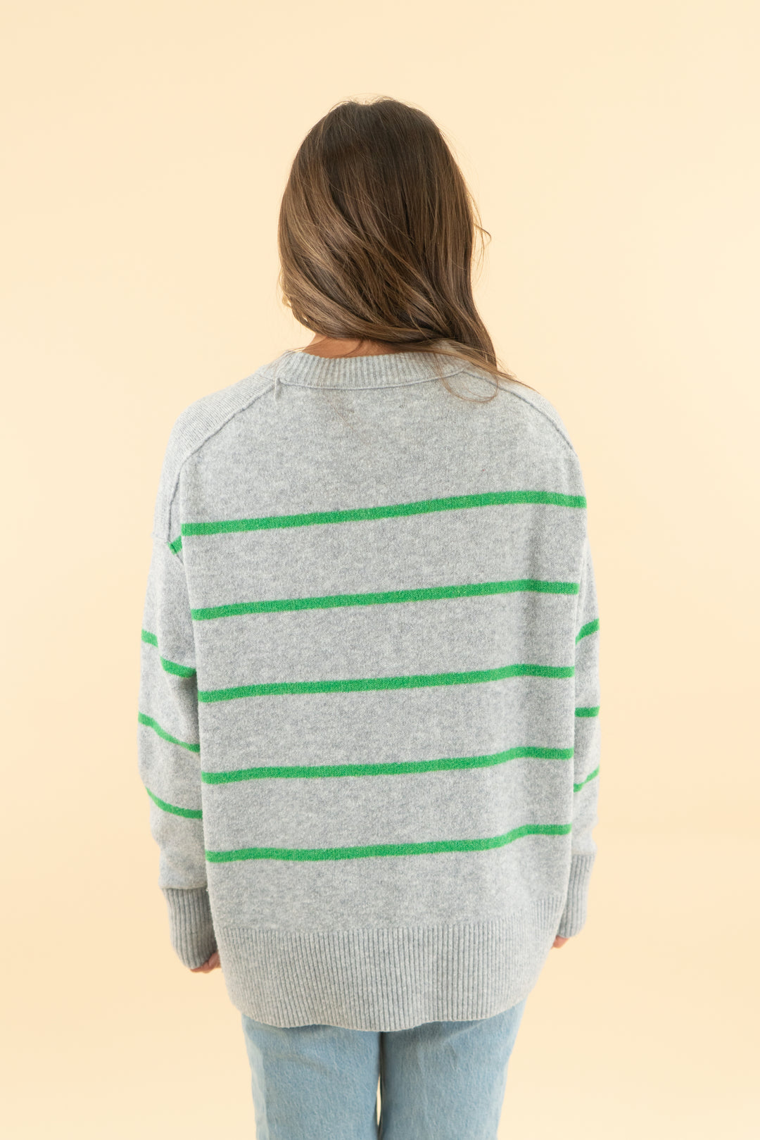 aerie grey and green striped sweater (xs)