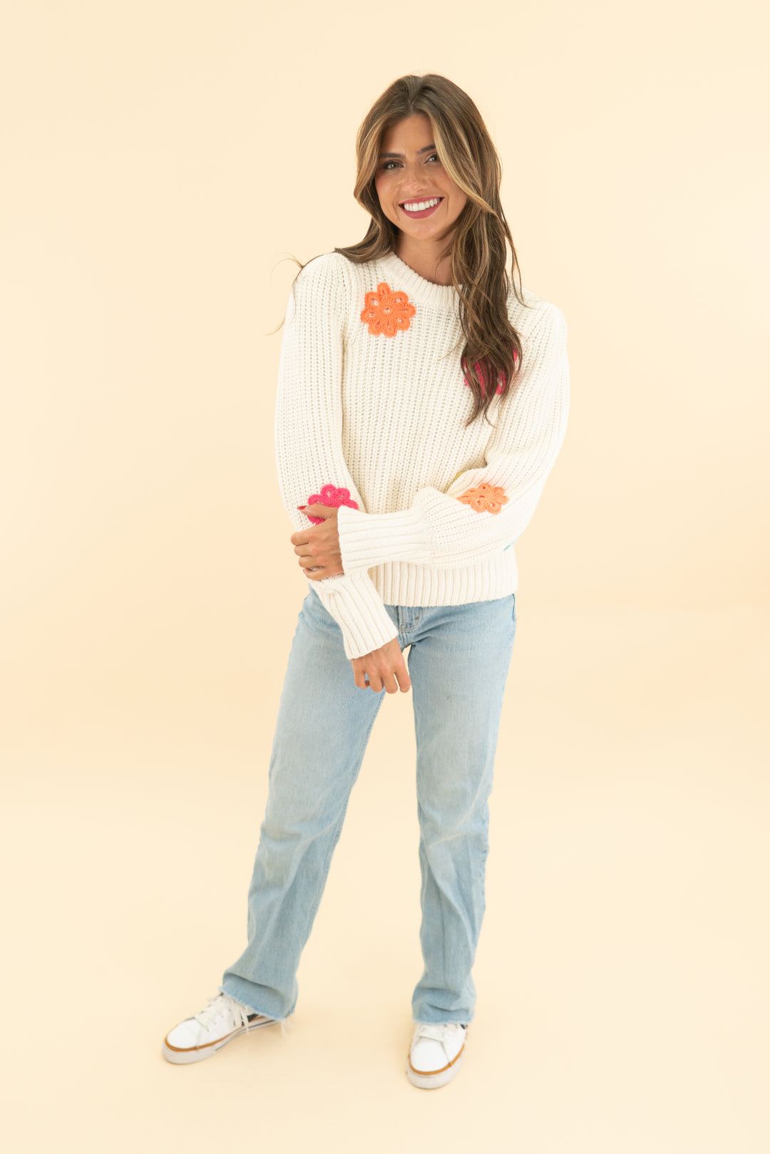 rails cream floral knit sweater (xs)