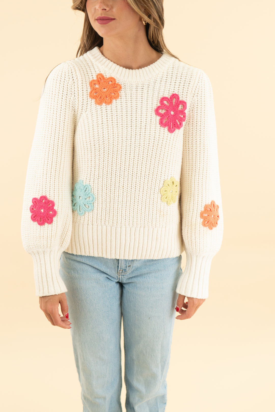 rails cream floral knit sweater (xs)