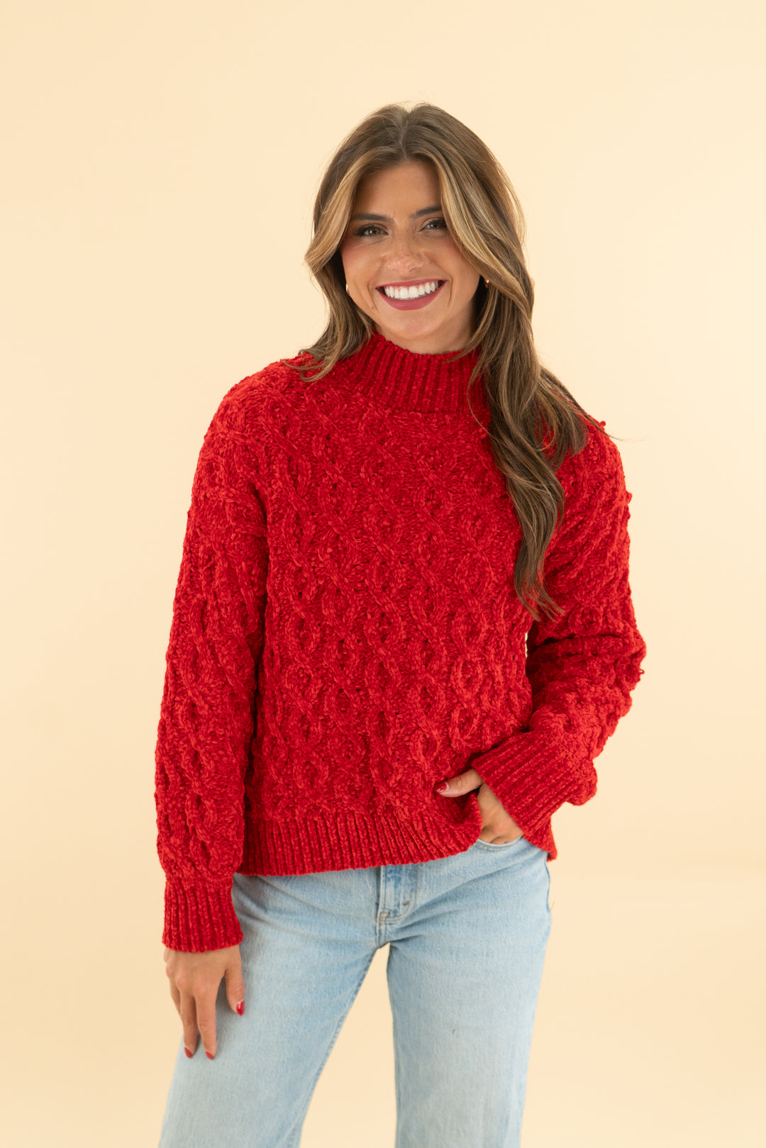sanctuary red velvet sweater (xs)