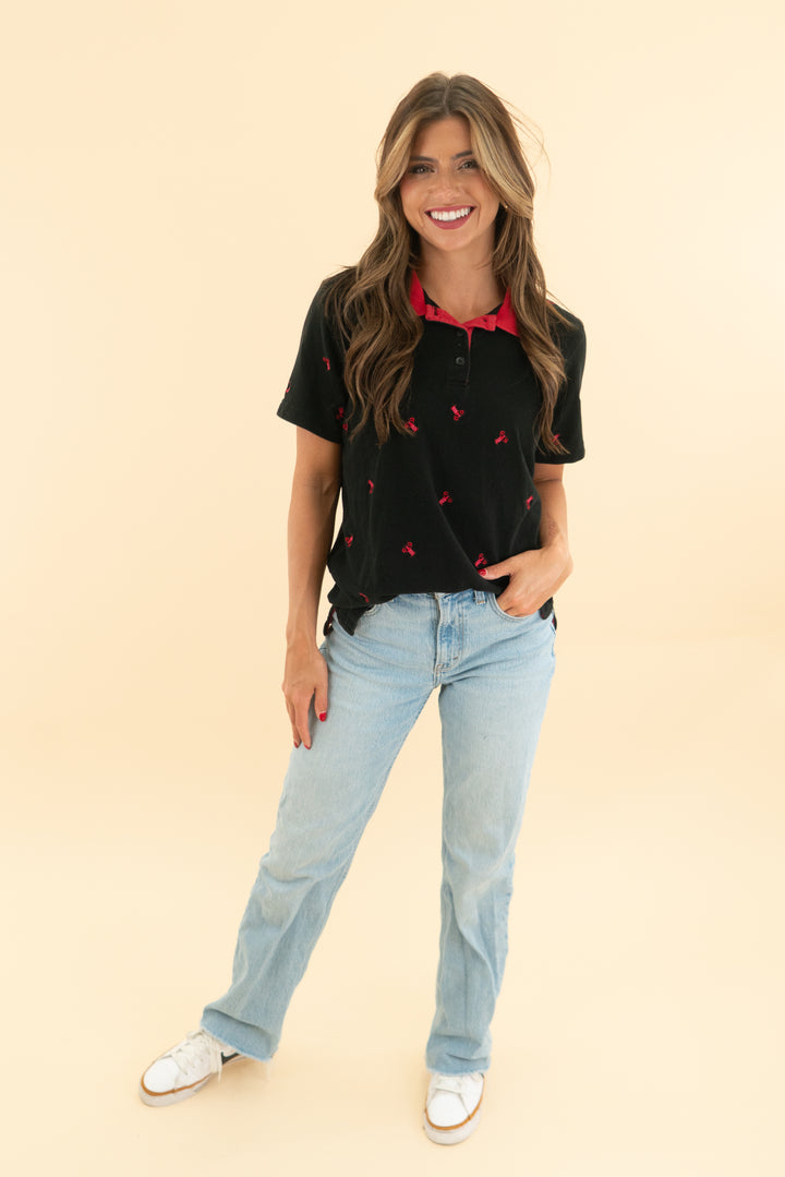 the quacker factory black lobster polo (m)