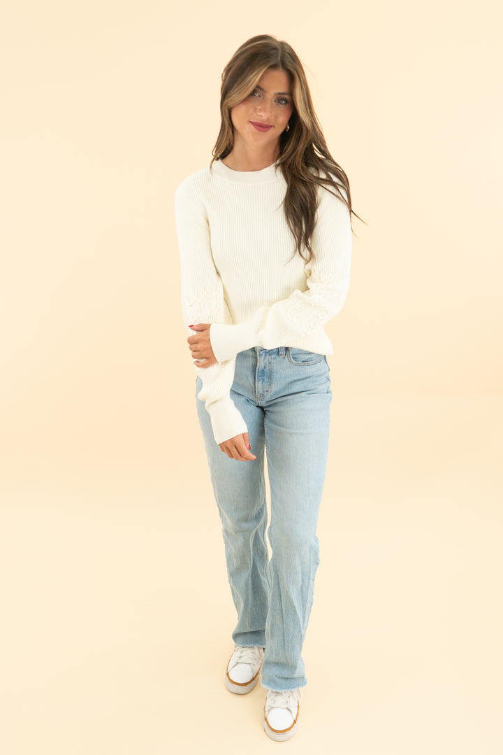 truth by republic cream ribbed knit sweater (s)