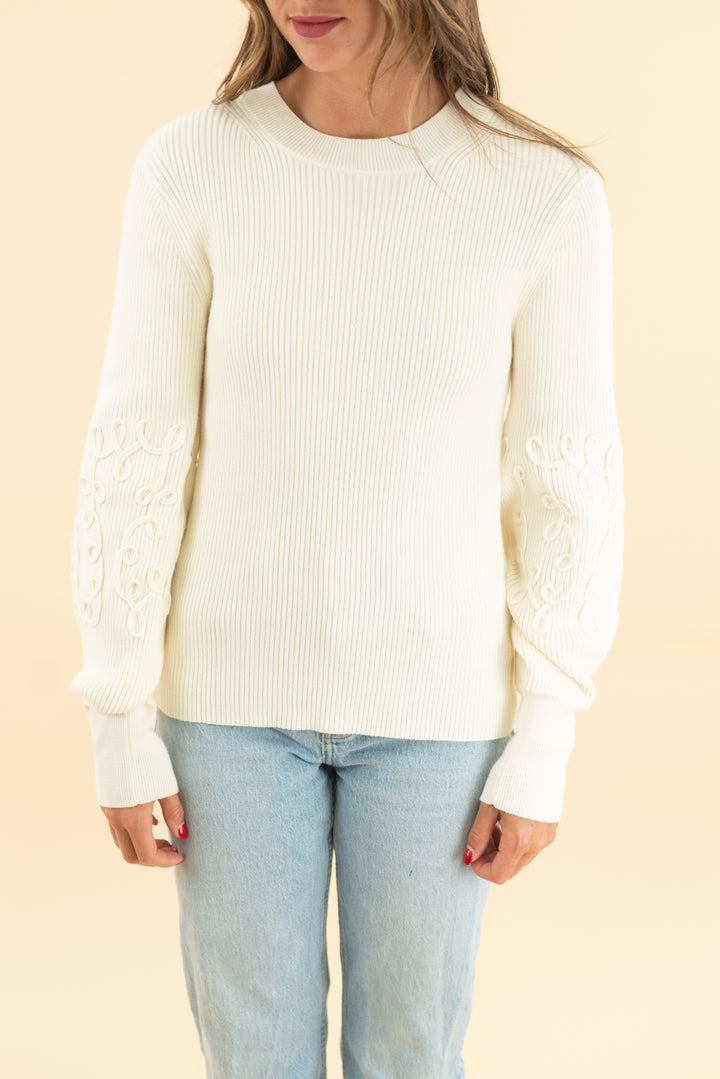 truth by republic cream ribbed knit sweater (s)