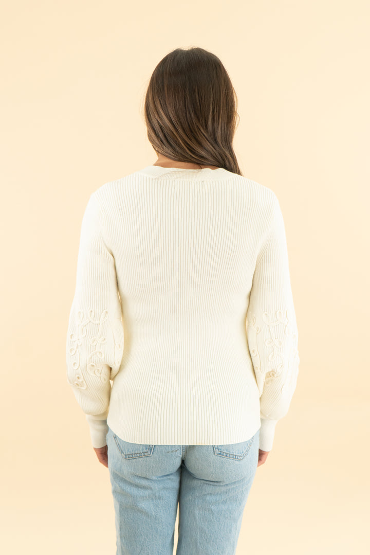 truth by republic cream ribbed knit sweater (s)