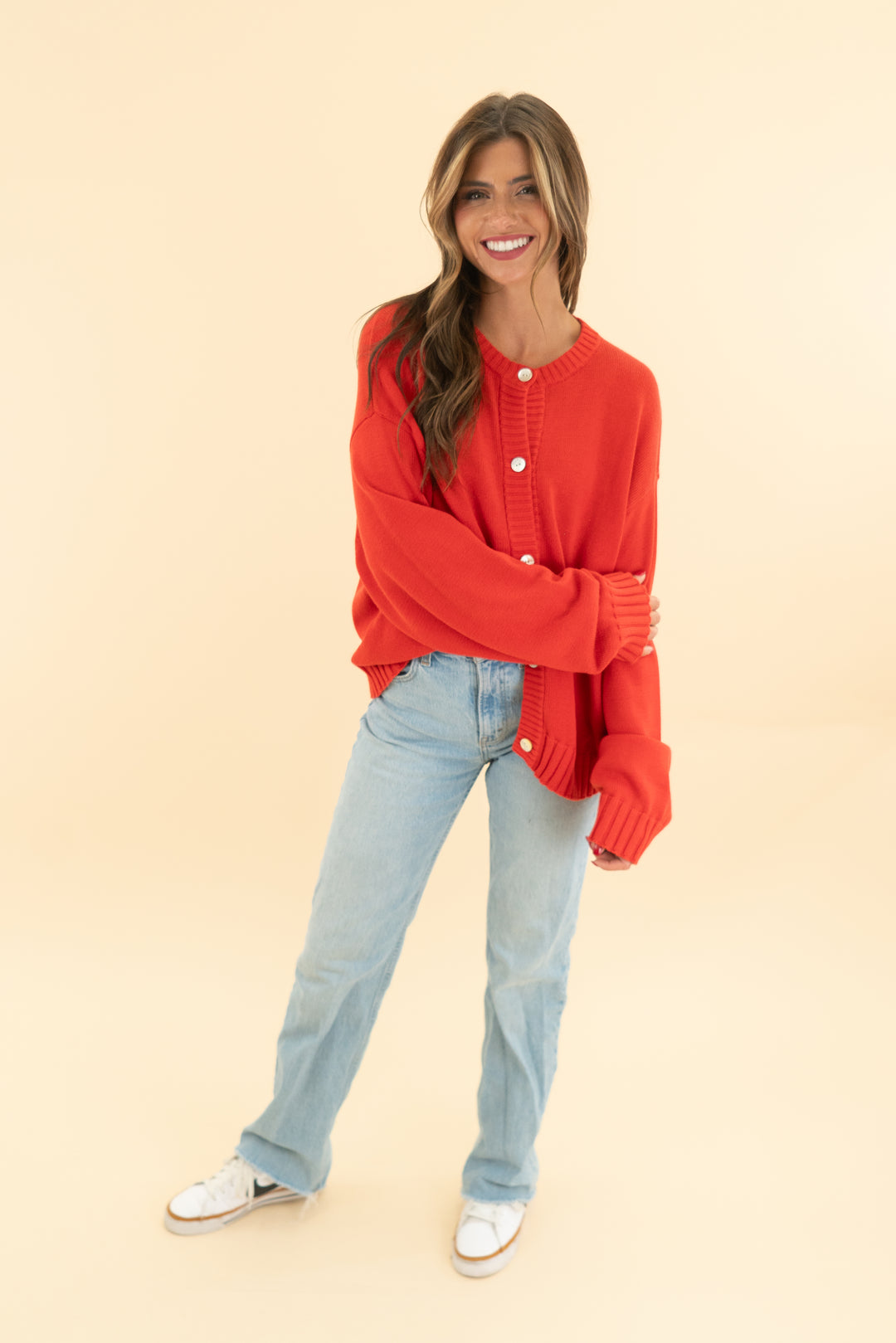 donni. red cardigan (s)