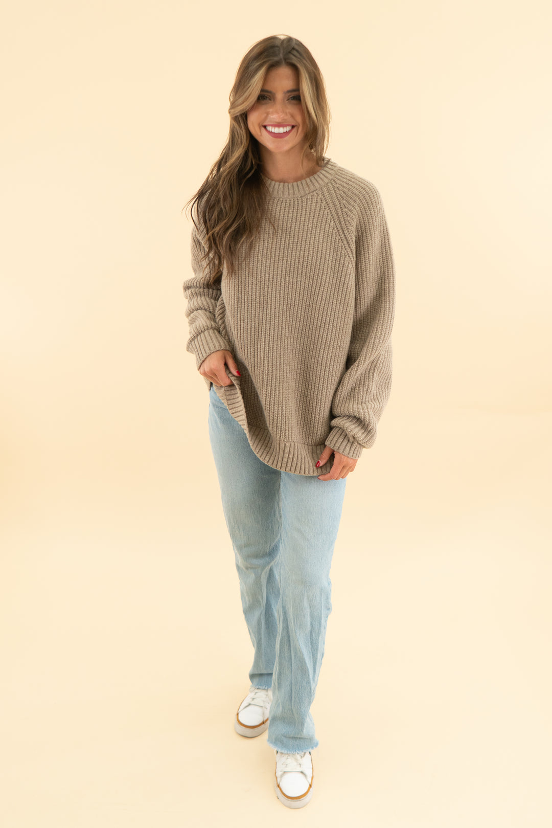 yellow label co. taupe knit sweater nwt (xs/s)