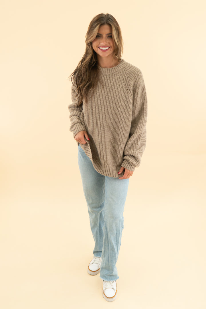 yellow label co. taupe knit sweater nwt (xs/s)