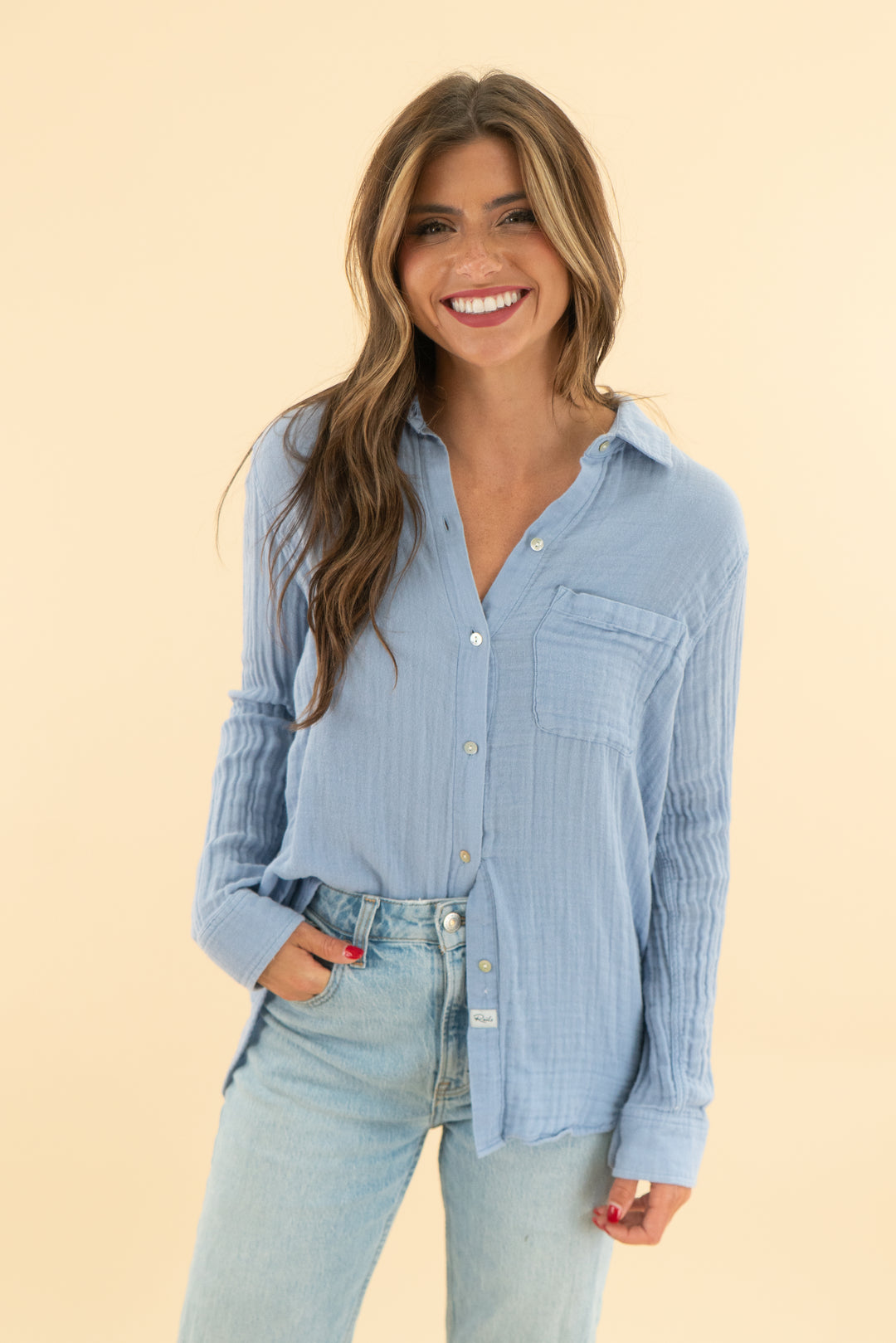 rails light blue button up (s)