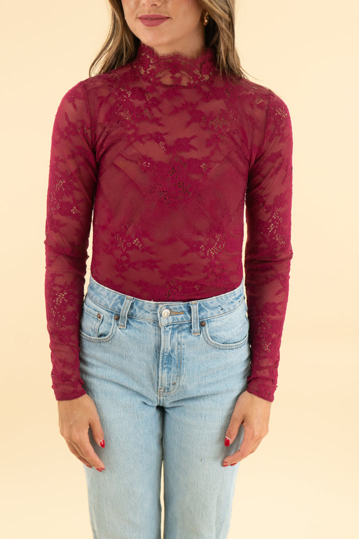 victoria's secret burgundy lace bodysuit (s)