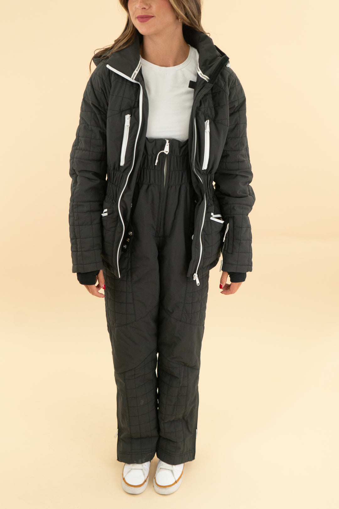 fp movement charcoal grey quilted jacket & snow pants (xs)