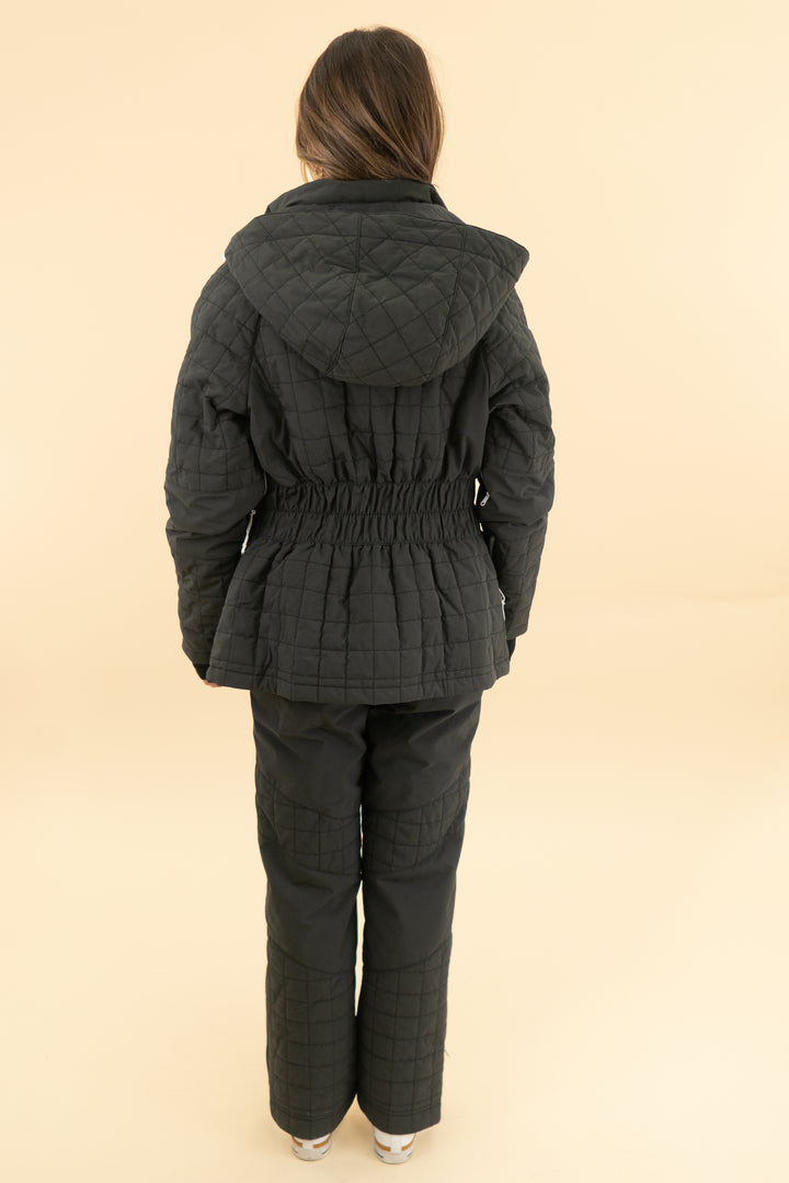 fp movement charcoal grey quilted jacket & snow pants (xs)