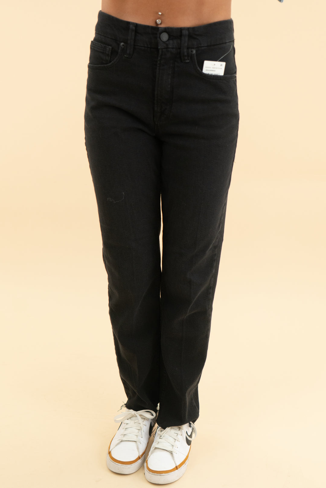 good american black good icon straight ankle jeans nwt (26; retail $158)