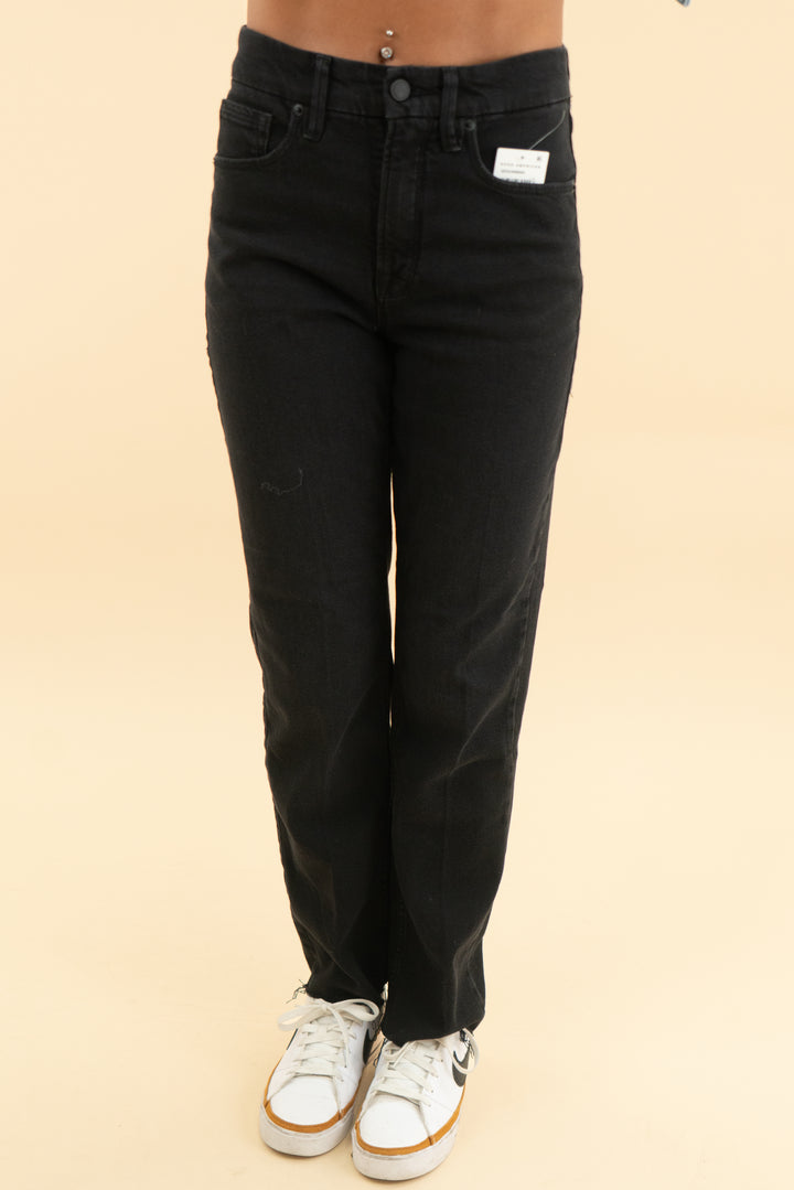 good american black good icon straight ankle jeans nwt (26; retail $158)