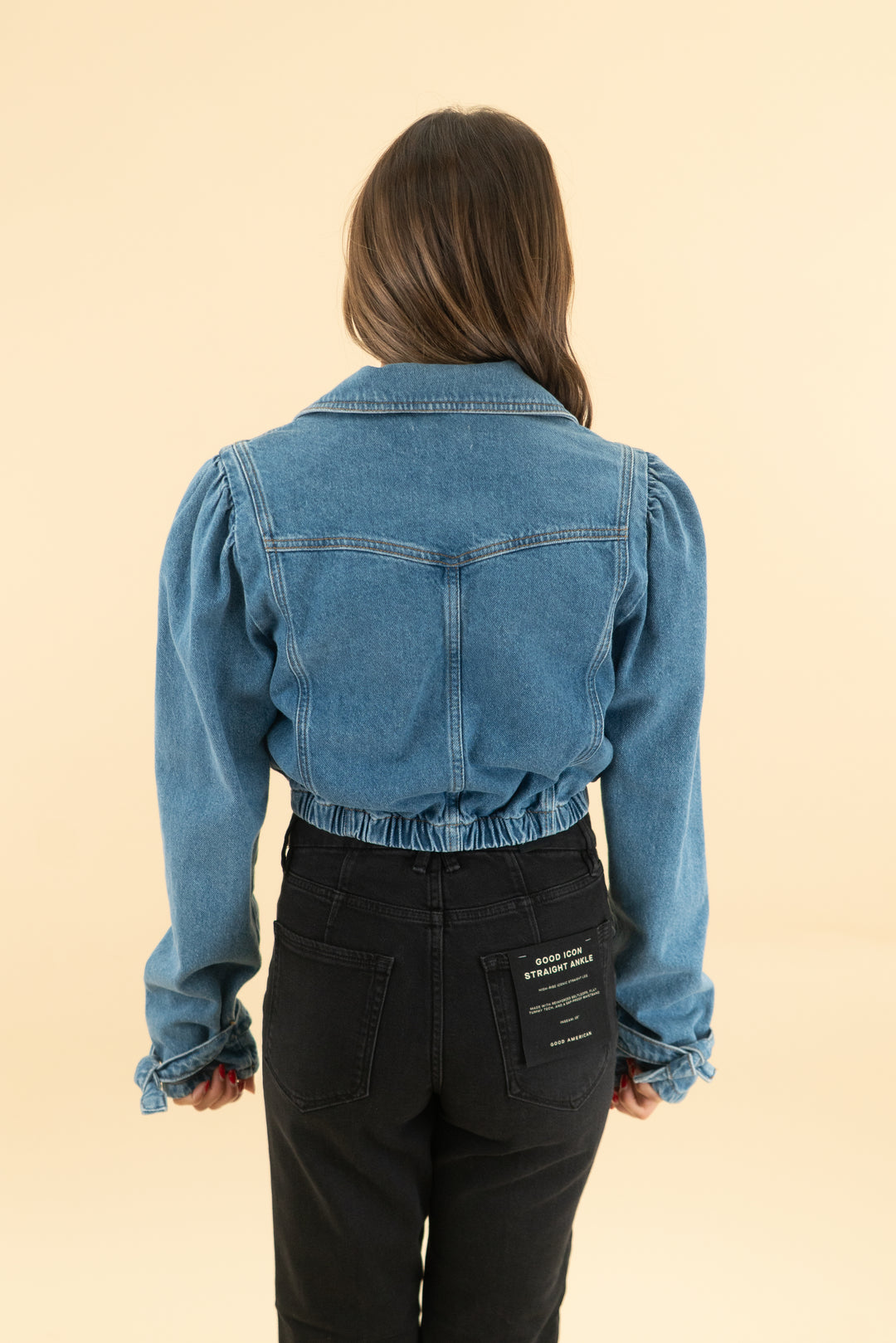 maeve zip denim cropped jacket (xs)