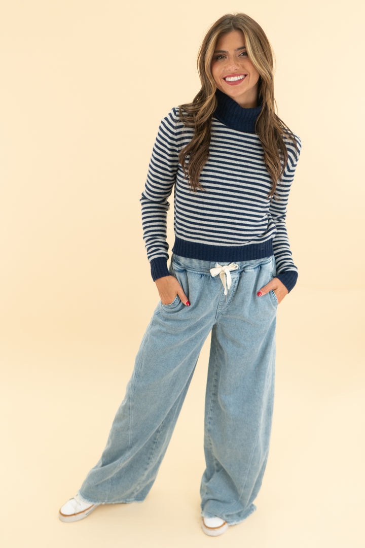 rugapiana blue/grey stripe wool blend sweater nwt (xs; retail $70)