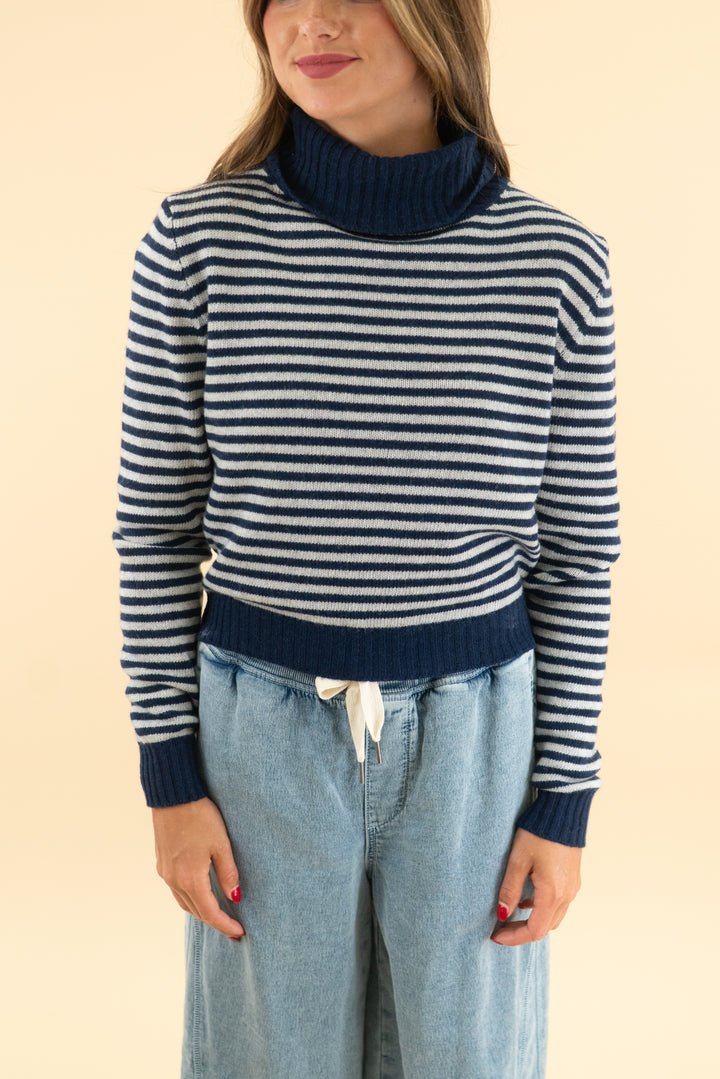 rugapiana blue/grey stripe wool blend sweater nwt (xs; retail $70)