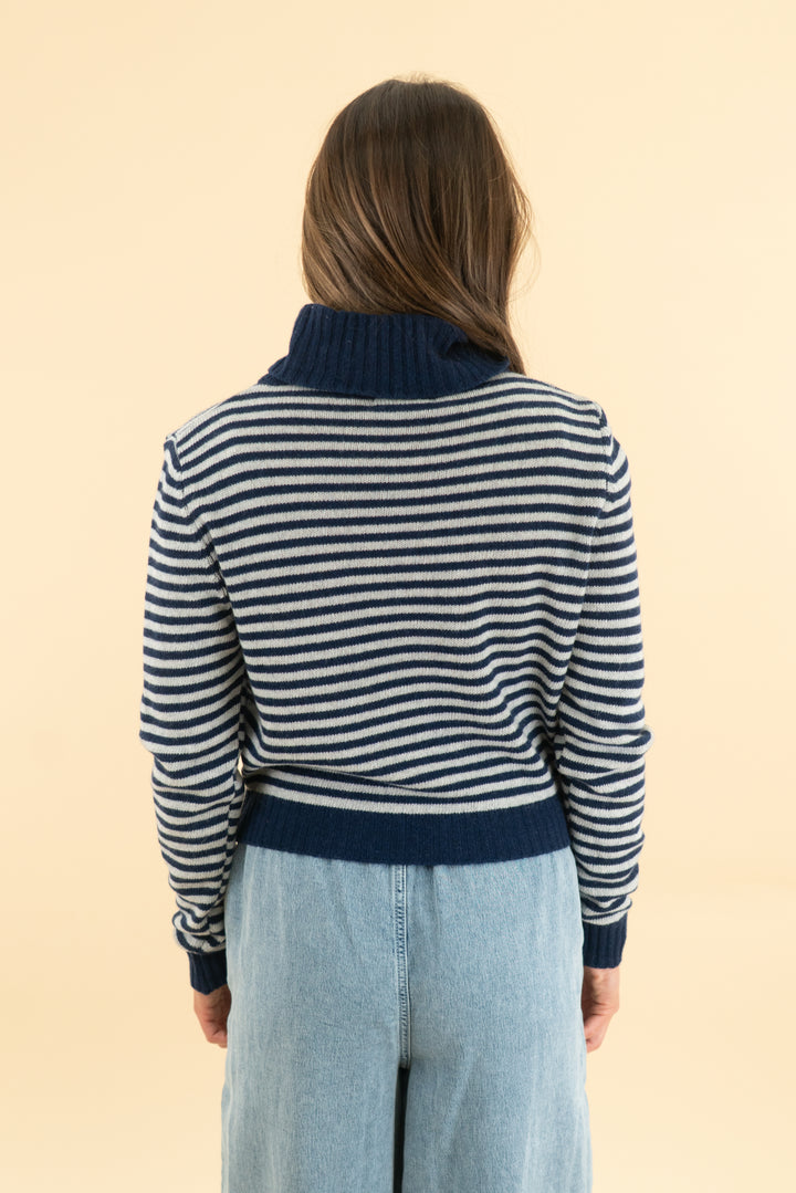 rugapiana blue/grey stripe wool blend sweater nwt (xs; retail $70)