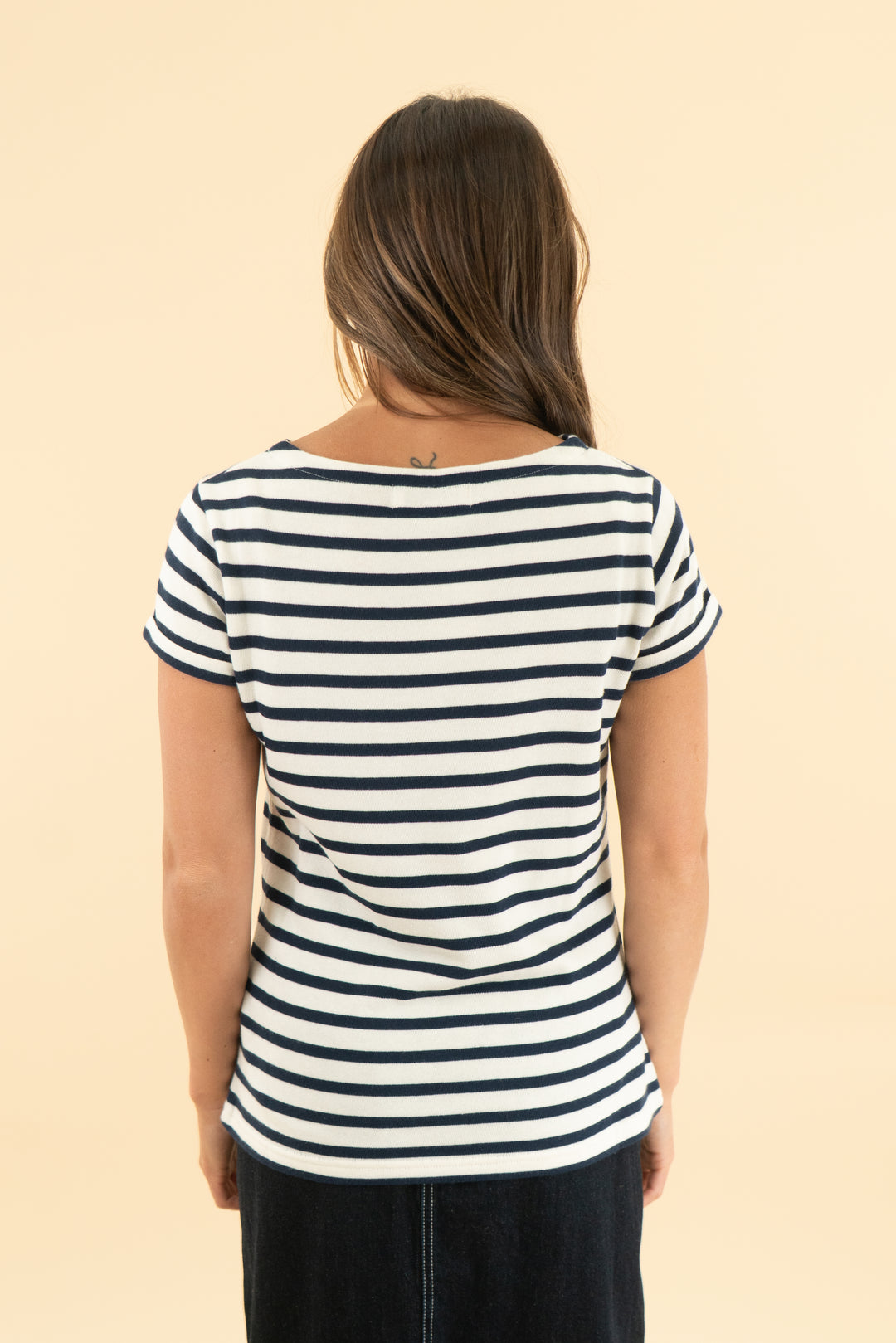 maison labiche blue stripe "bonjour" knit top (s)
