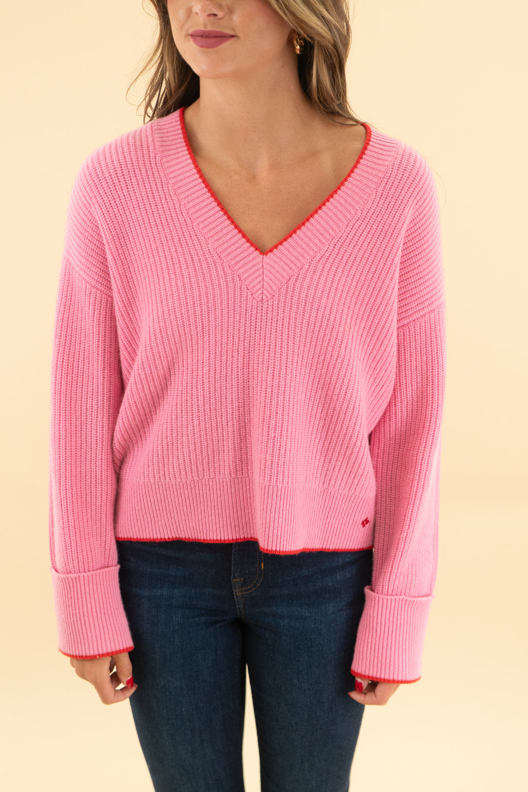 kate spade new york pink v neck sweater (xs)