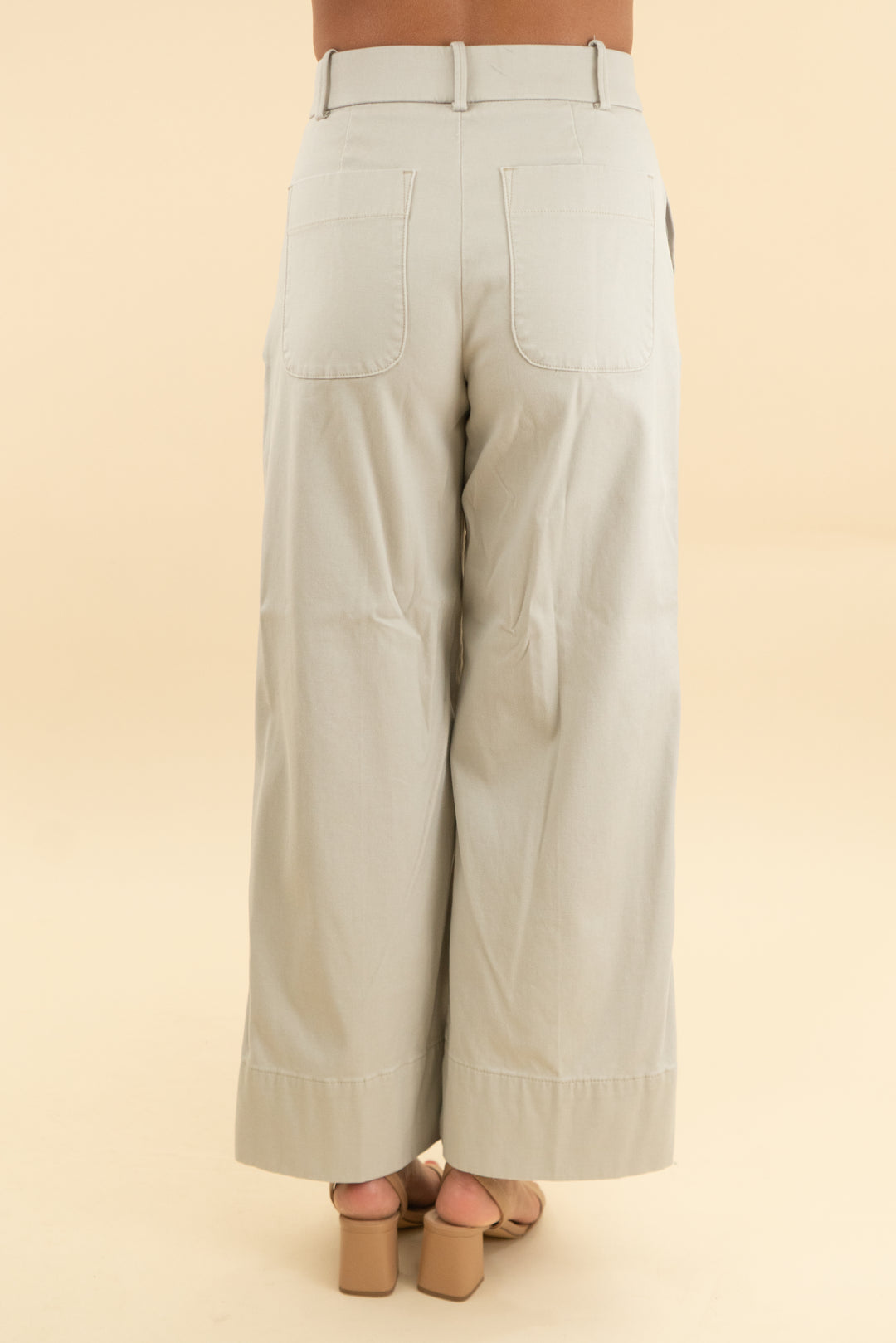 spanx light khaki wide leg pants (xs)
