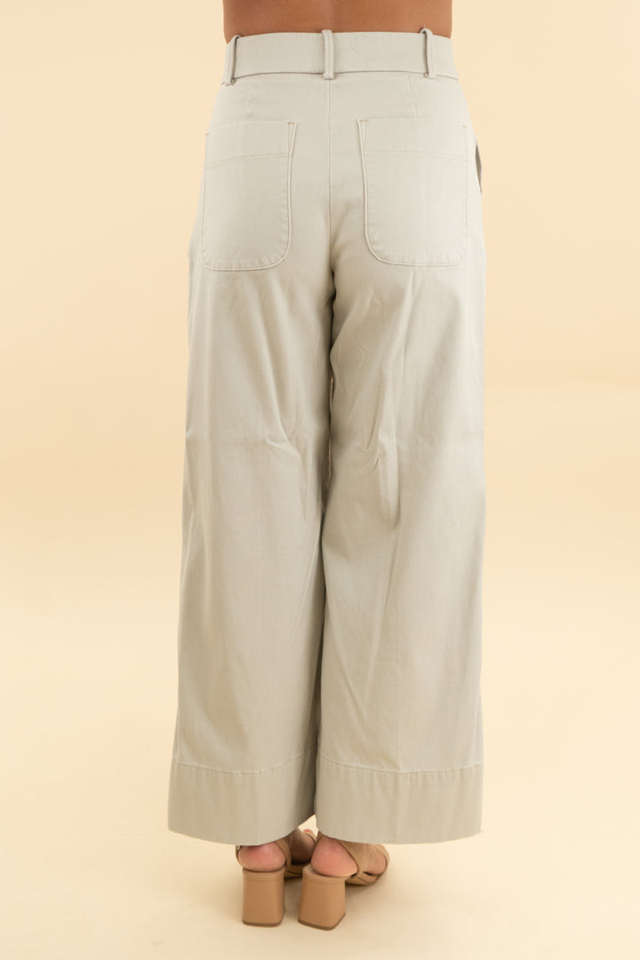 spanx light khaki wide leg pants (xs)