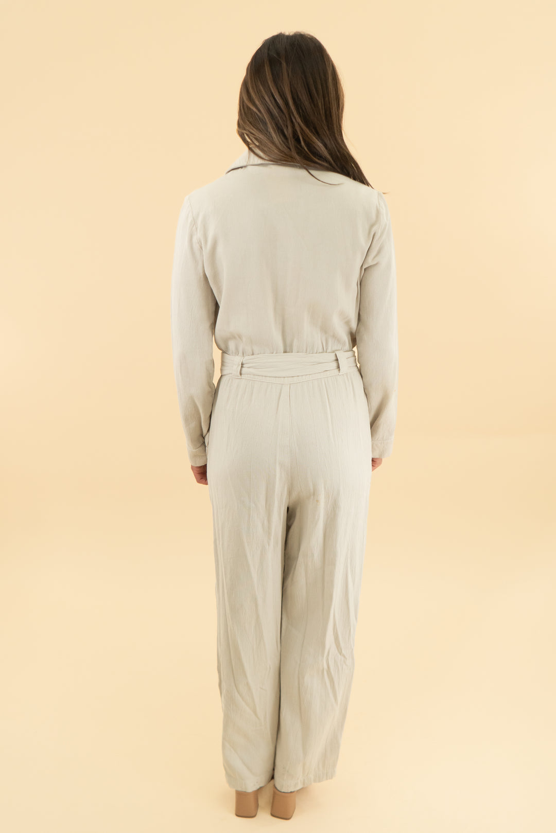lacausa beige jumpsuit (xs)