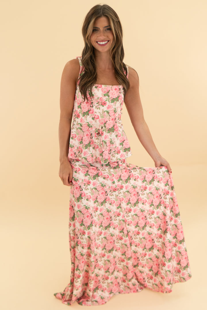 smith & quinn pink floral sleeveless maxi dress (xs)