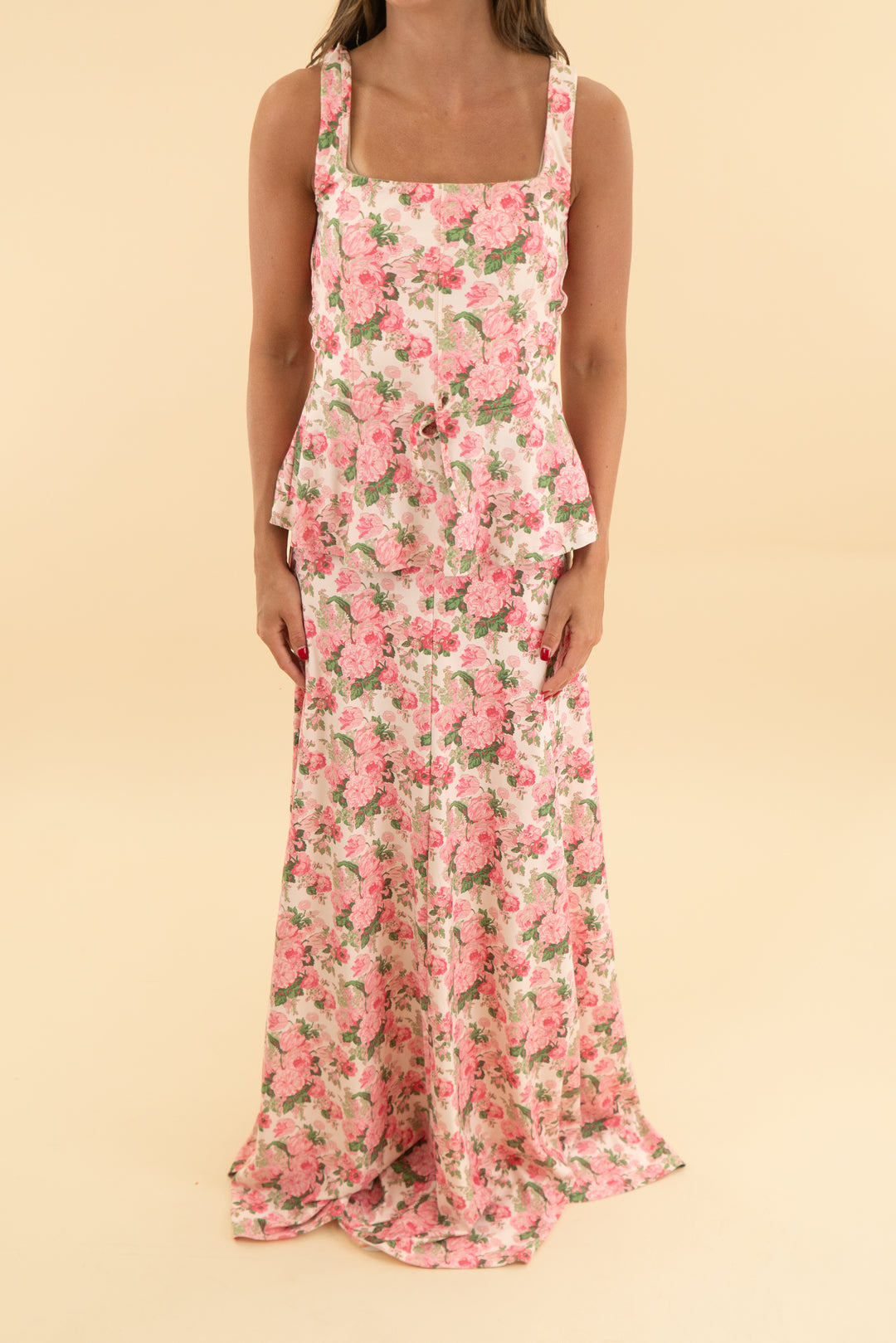 smith & quinn pink floral sleeveless maxi dress (xs)