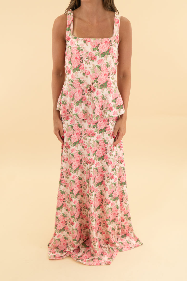 smith & quinn pink floral sleeveless maxi dress (xs)