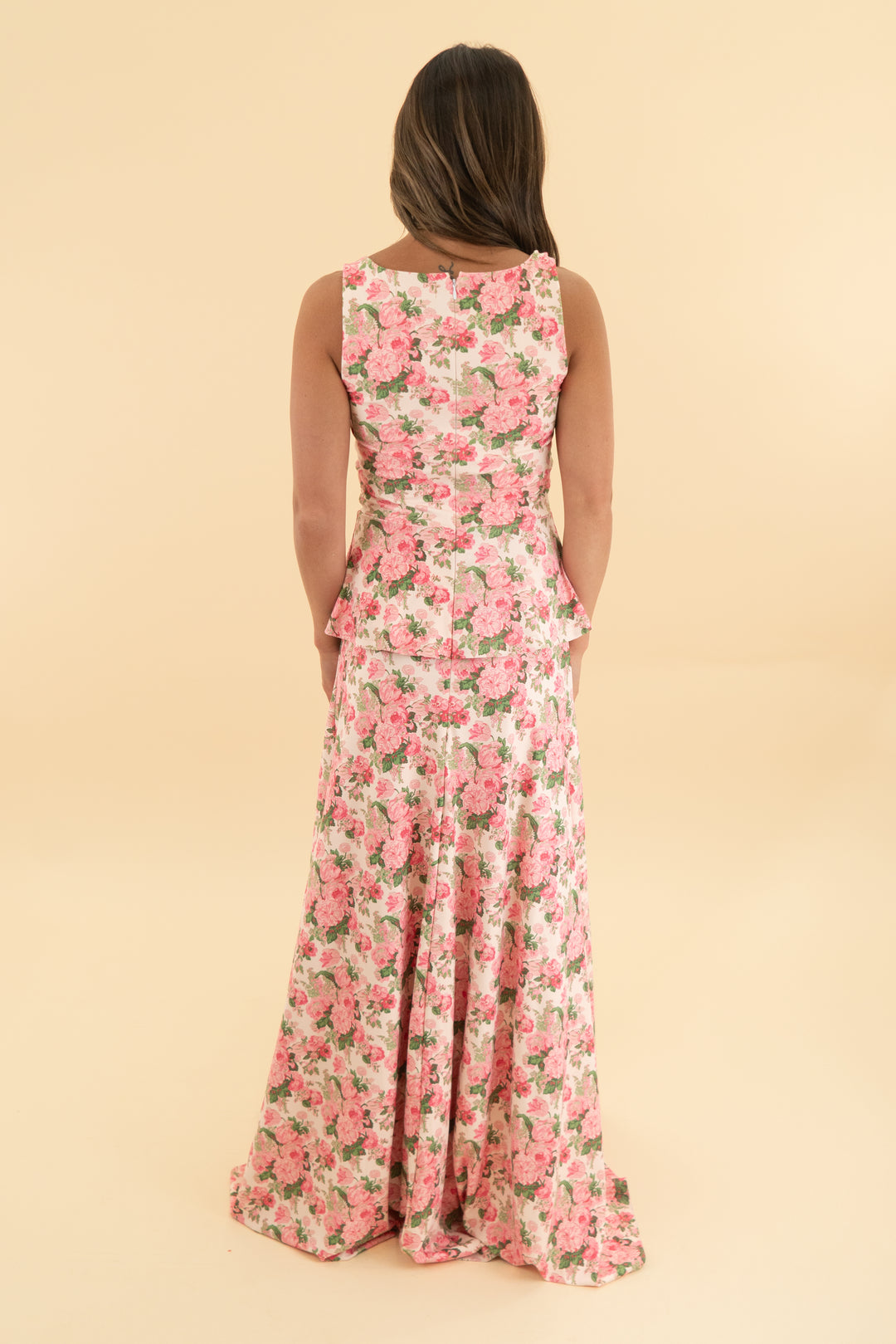 smith & quinn pink floral sleeveless maxi dress (xs)