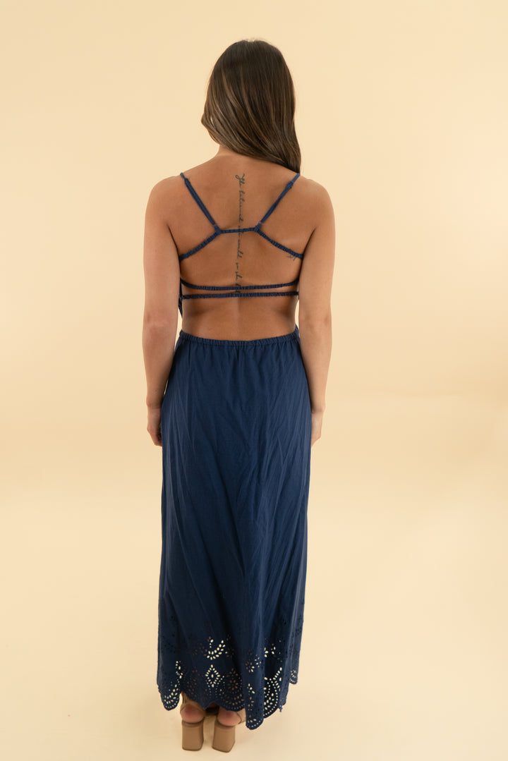 solid & striped blue cut out midi dress (xs)