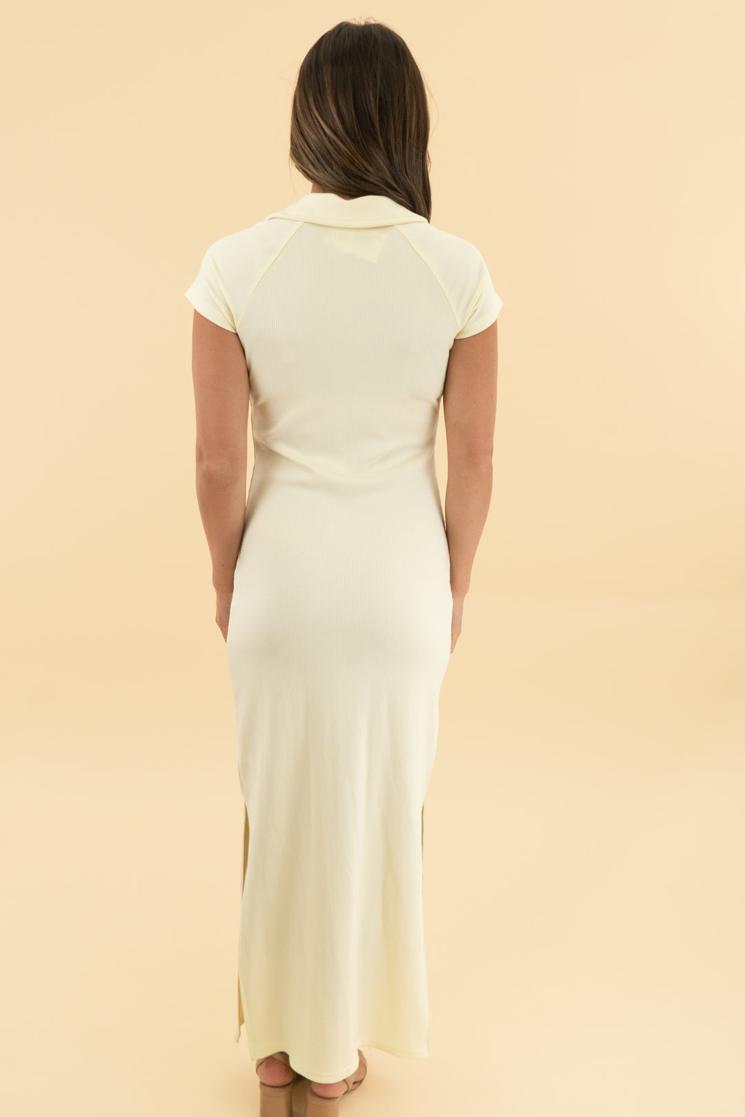 offline by aerie offline butter yellow ribbed maxi dress (xs)