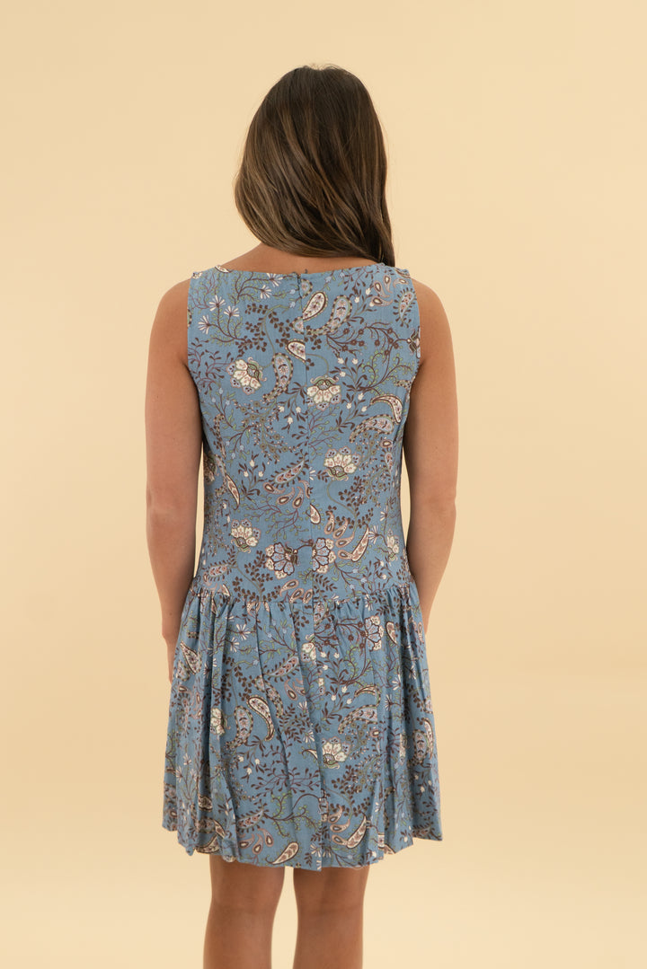 loft blue floral paisley mini dress nwt (0)