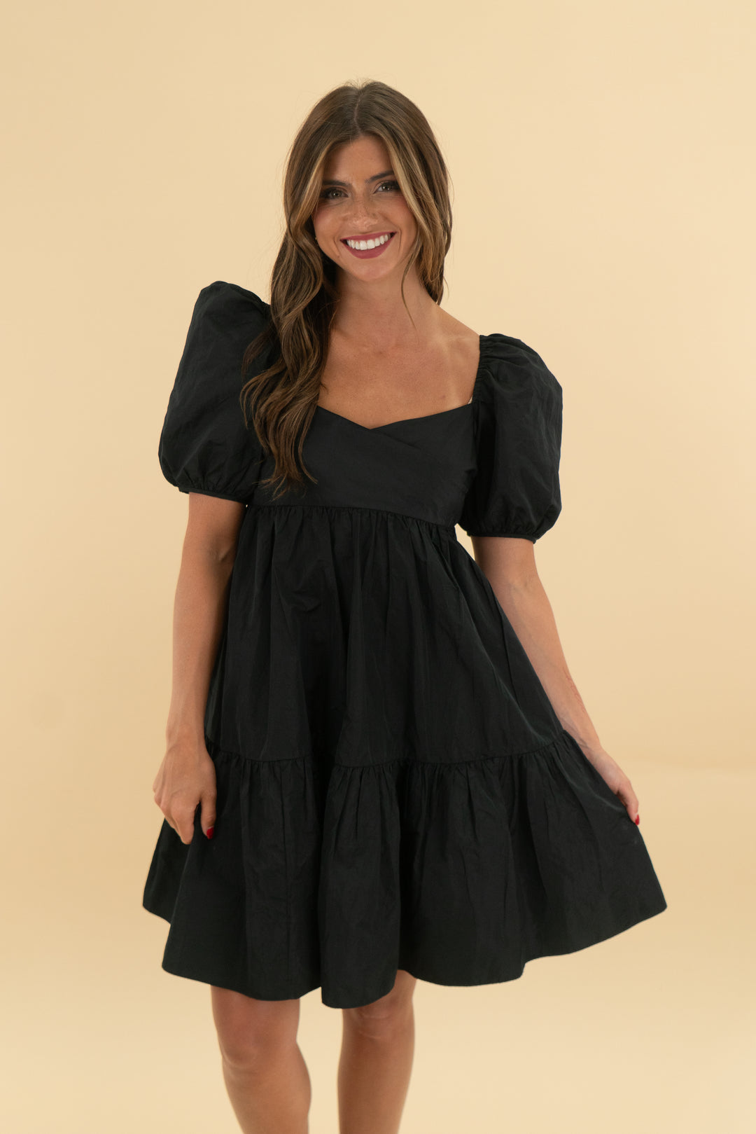 wilfred black puff sleeve mini dress (s)