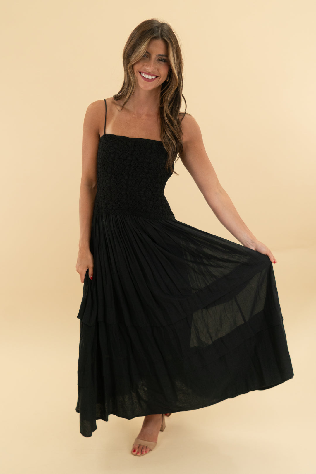 tanya taylor black crochet midi dress (0)