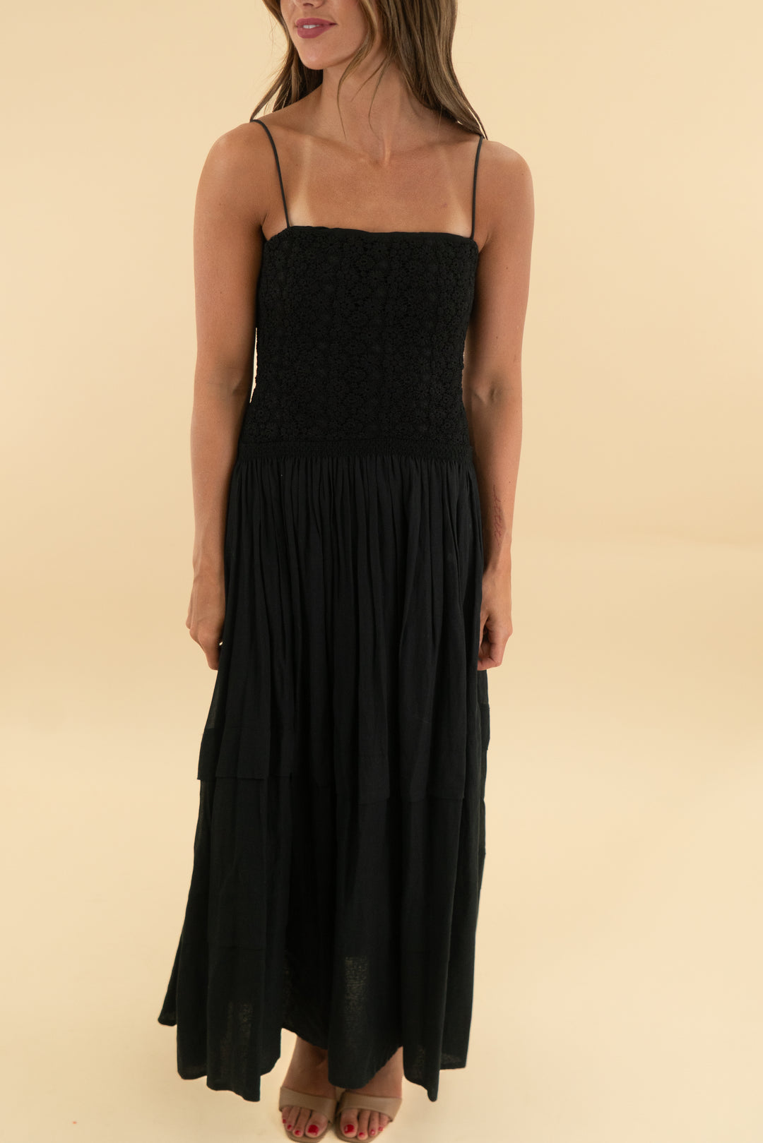 tanya taylor black crochet midi dress (0)